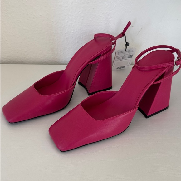 NWT Mango Pink Block Heel - Picture 4 of 10